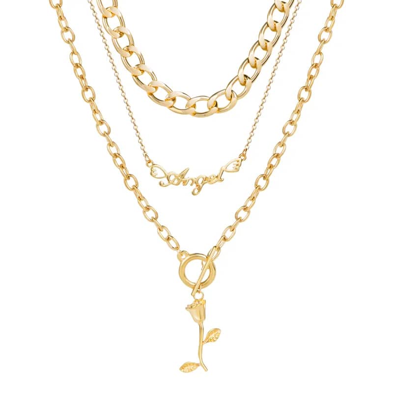 Fashion Geometric Rhinestones Alloy Chain Necklace